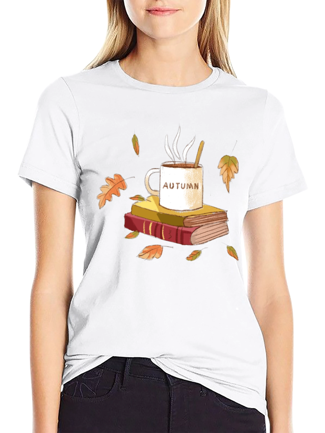 Autumn Vibes T-Shirt - Cozy Books & Coffee Design
