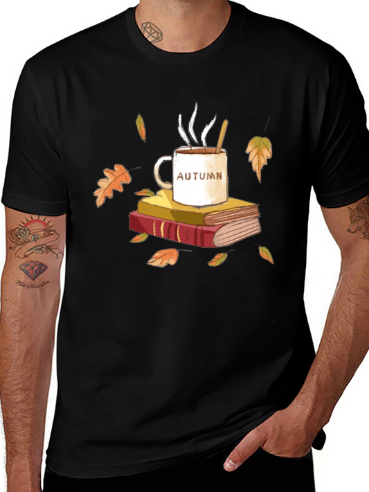 Autumn Vibes T-Shirt - Cozy Books & Coffee Design