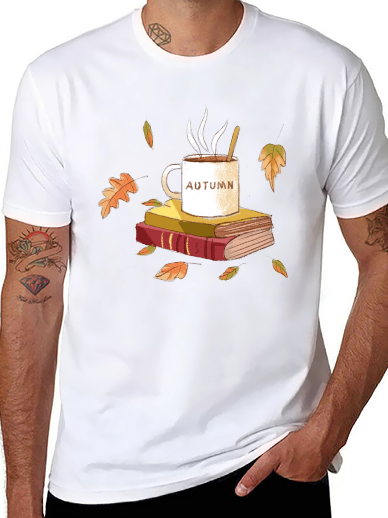 Autumn Vibes T-Shirt - Cozy Books & Coffee Design
