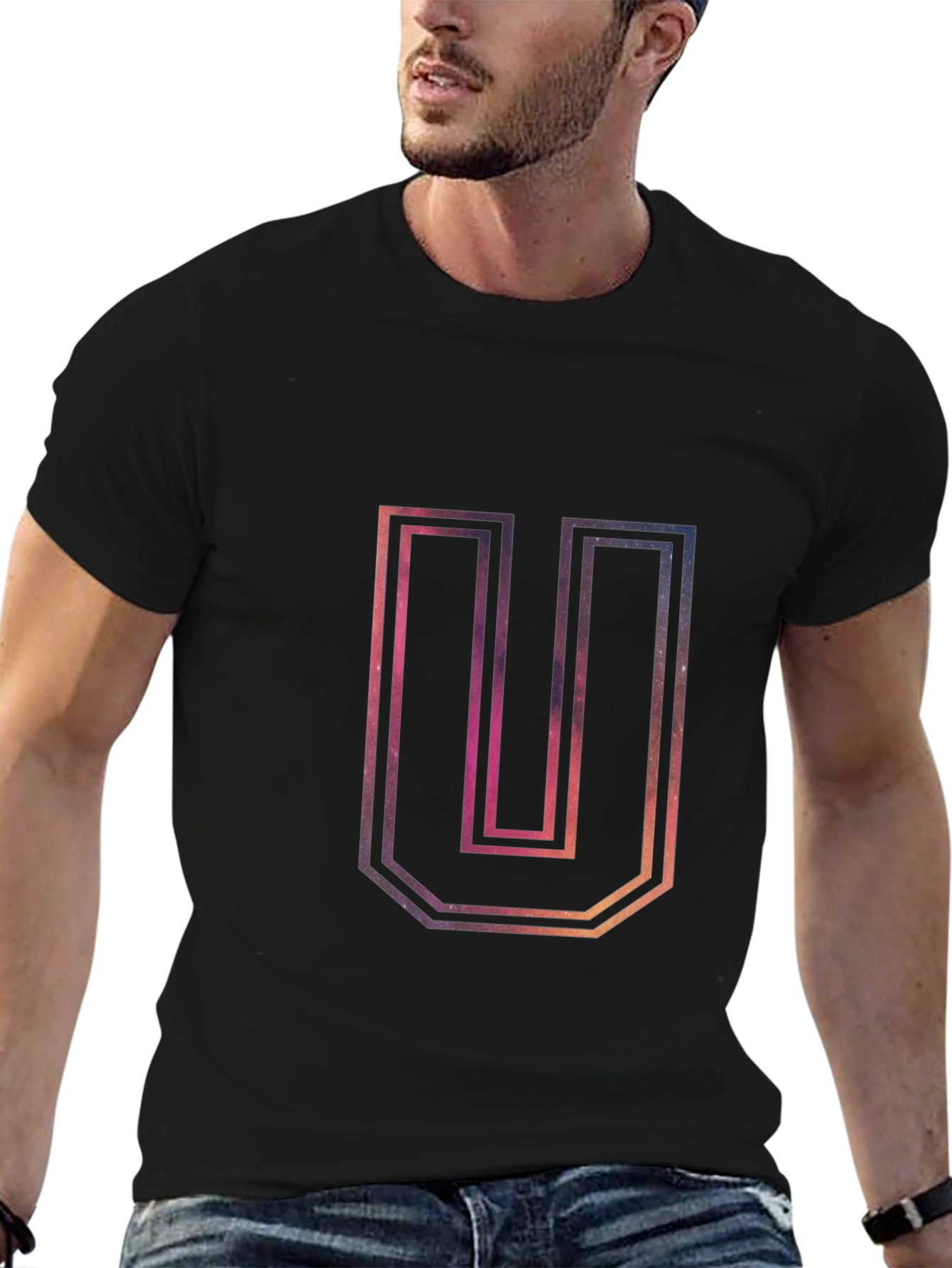 U Space Graphic Black T-Shirt