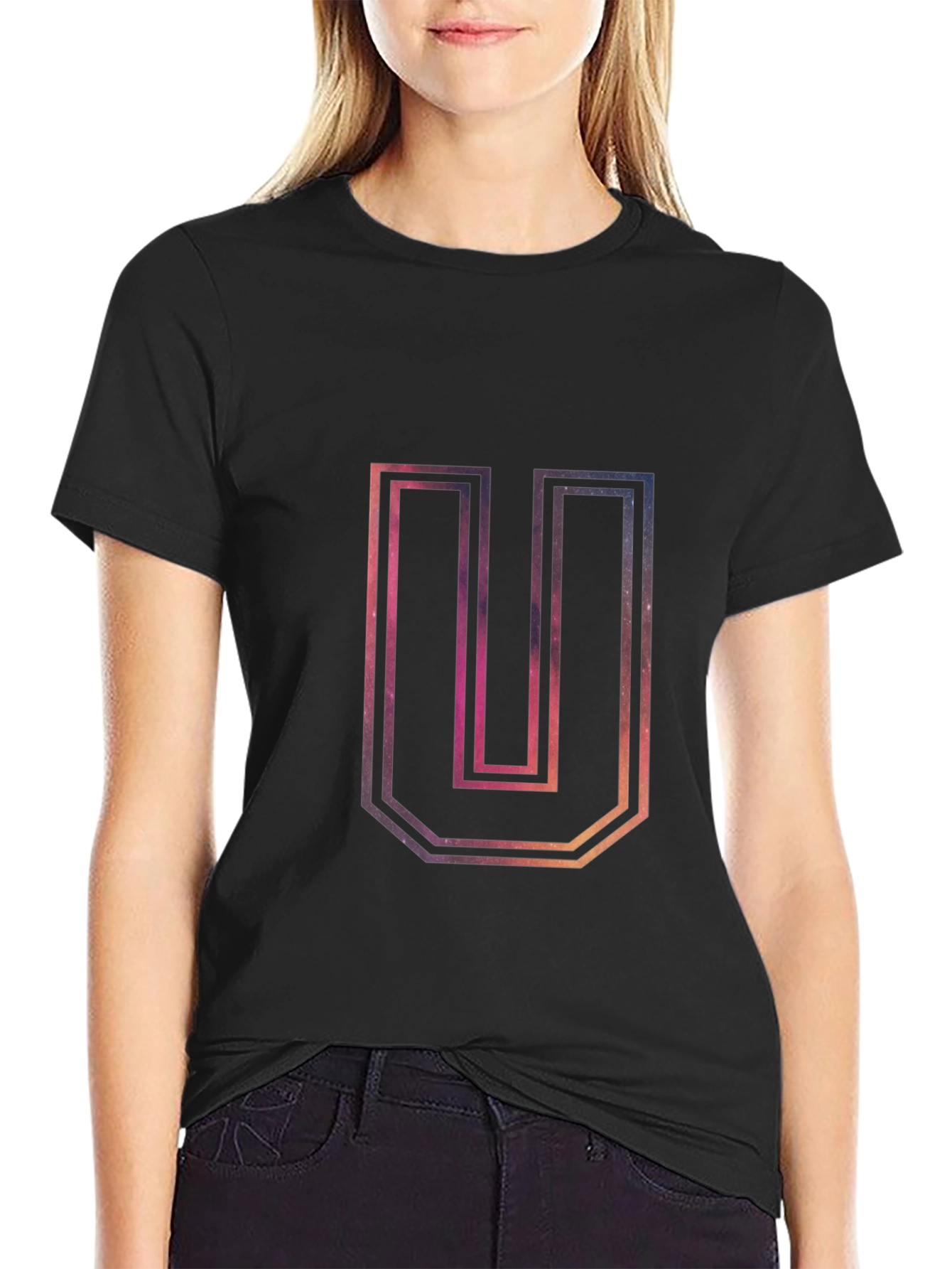 U Space Graphic Black T-Shirt