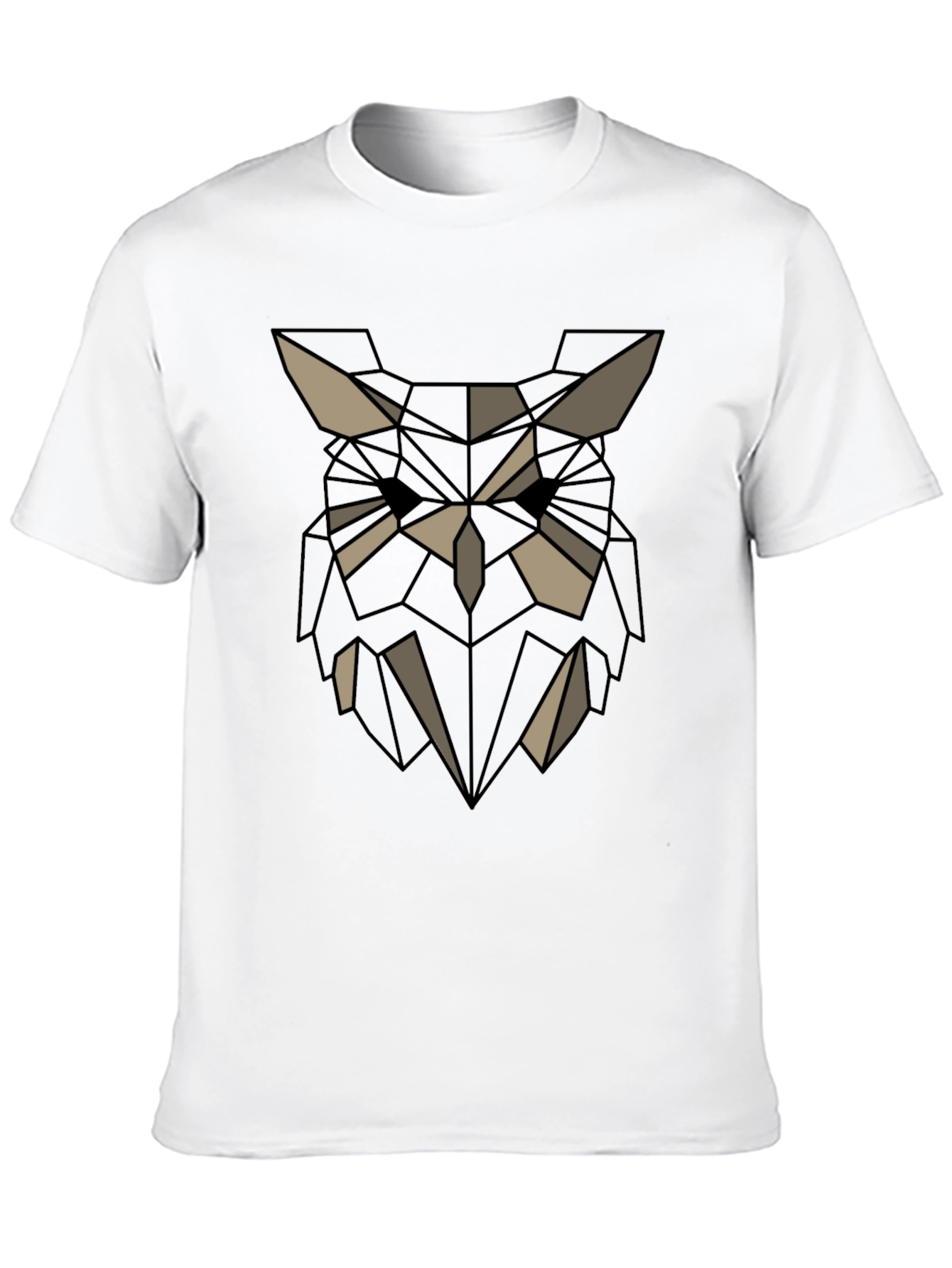 Geometric Owl Graphic Print Crew Neck T-Shirt