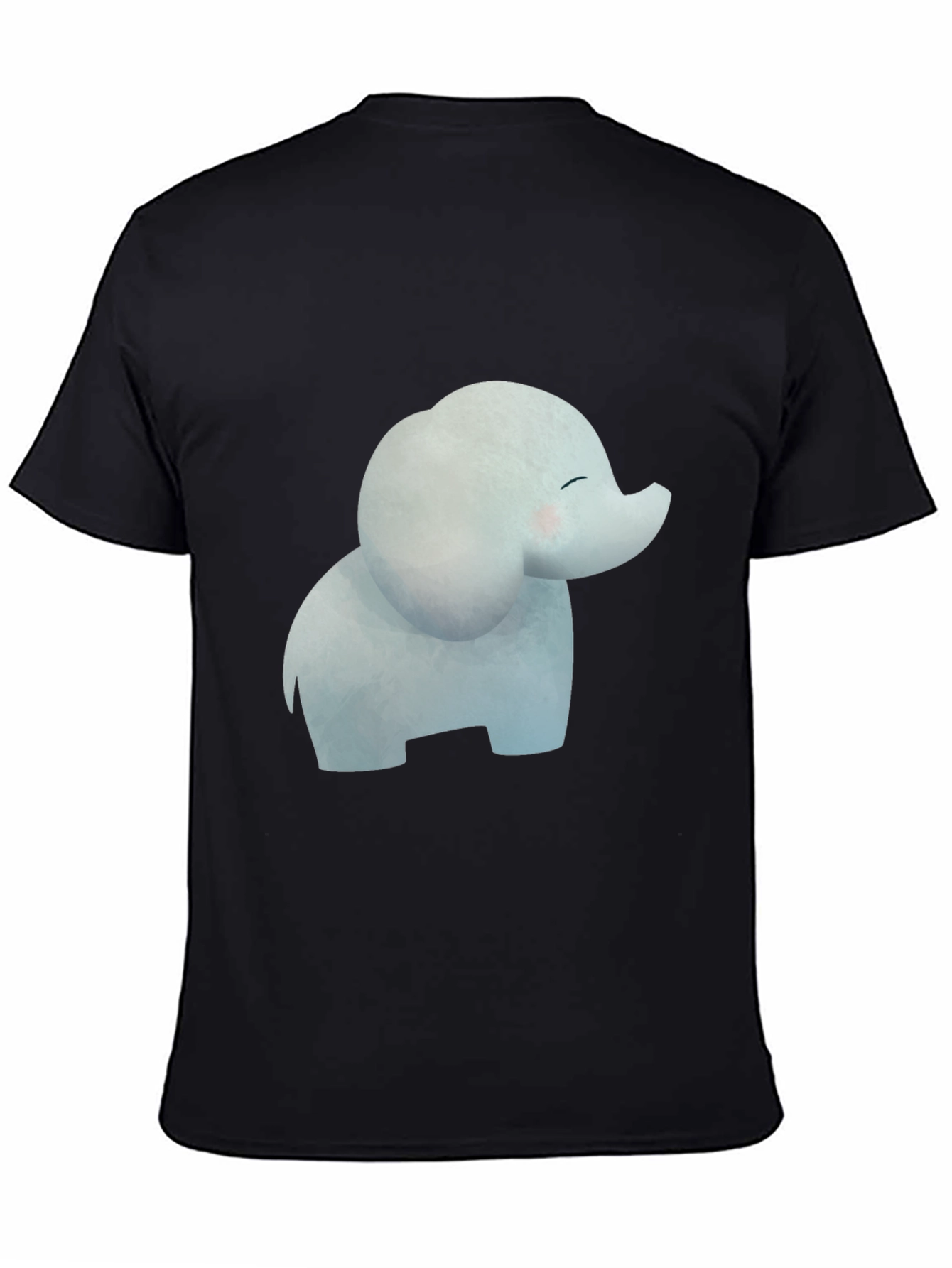 Cute Cartoon Elephant Black T-Shirt