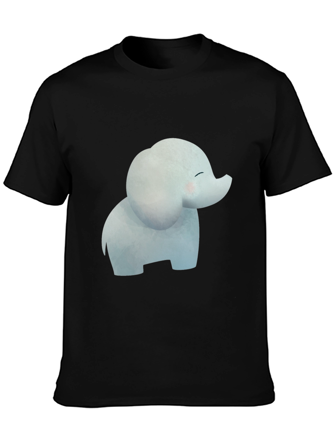 Cute Cartoon Elephant Black T-Shirt
