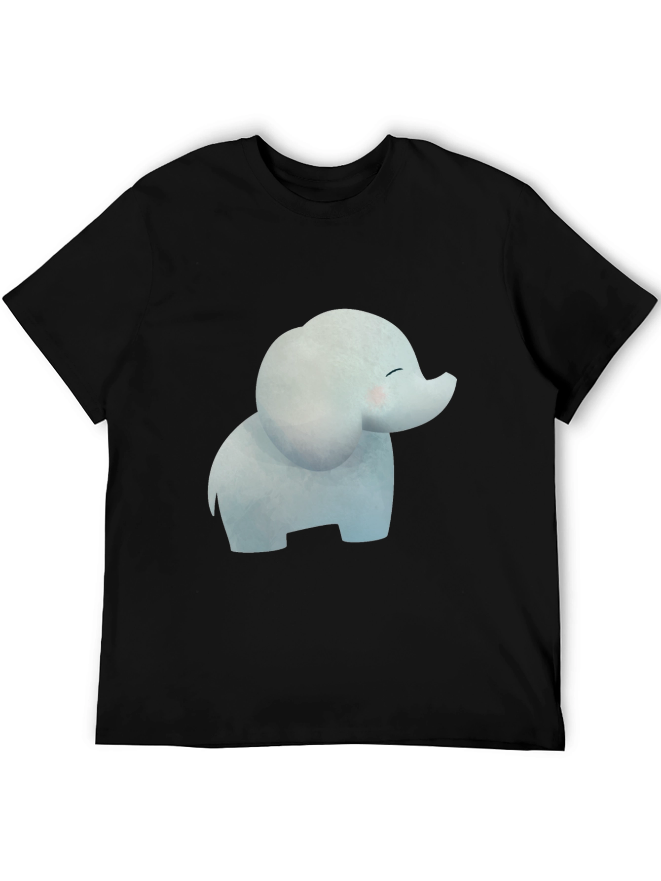 Cute Cartoon Elephant Black T-Shirt