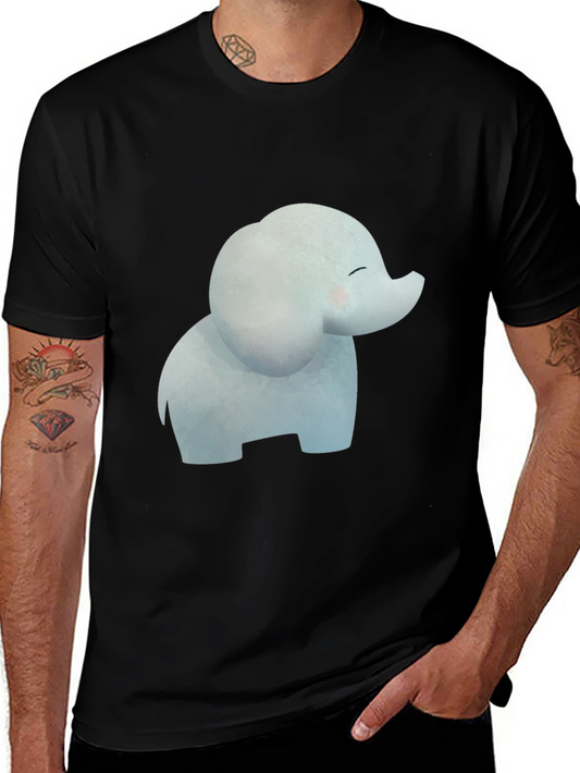 Cute Cartoon Elephant Black T-Shirt