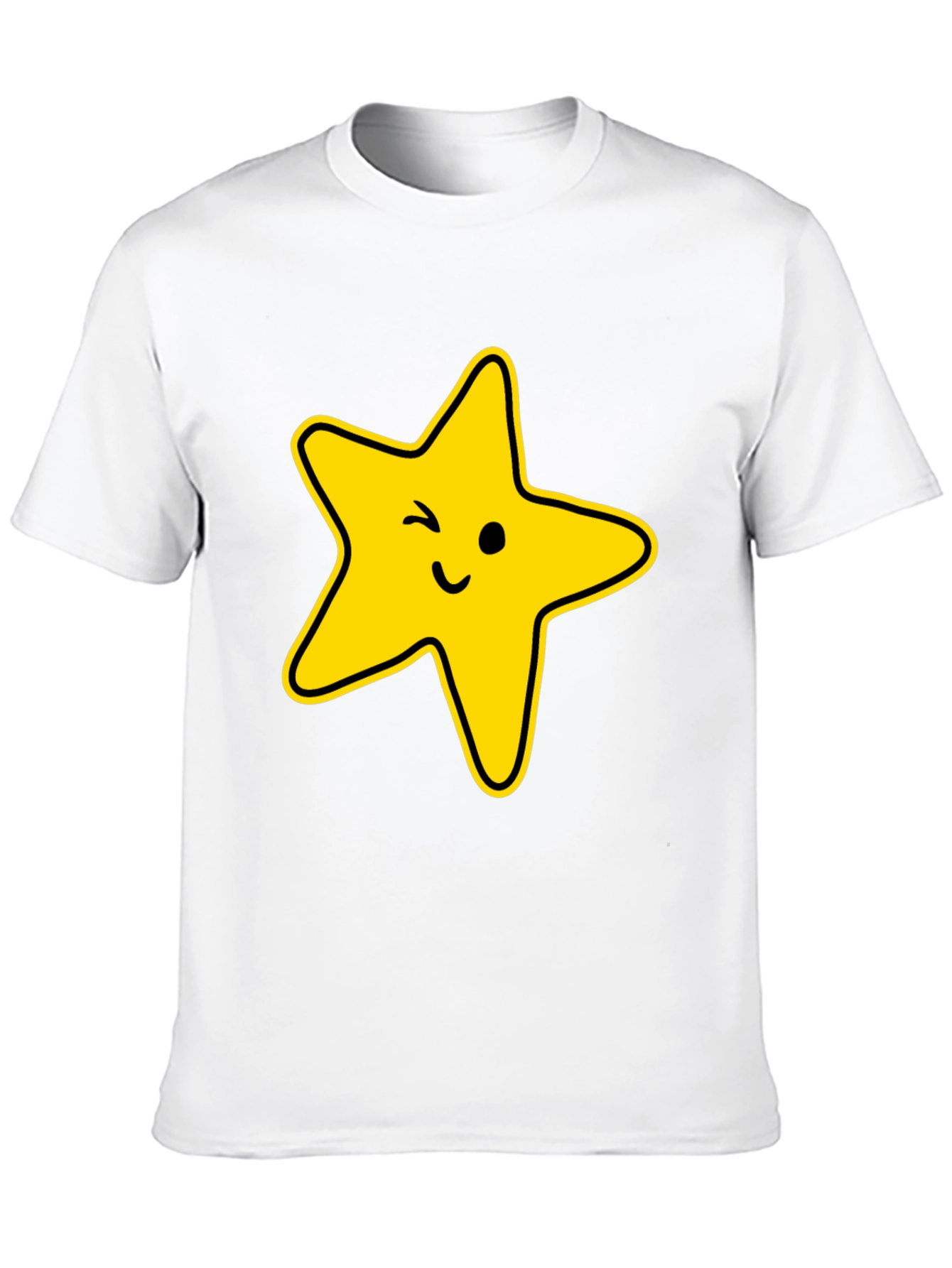 Winking Star Graphic Tee - Black Casual T-Shirt