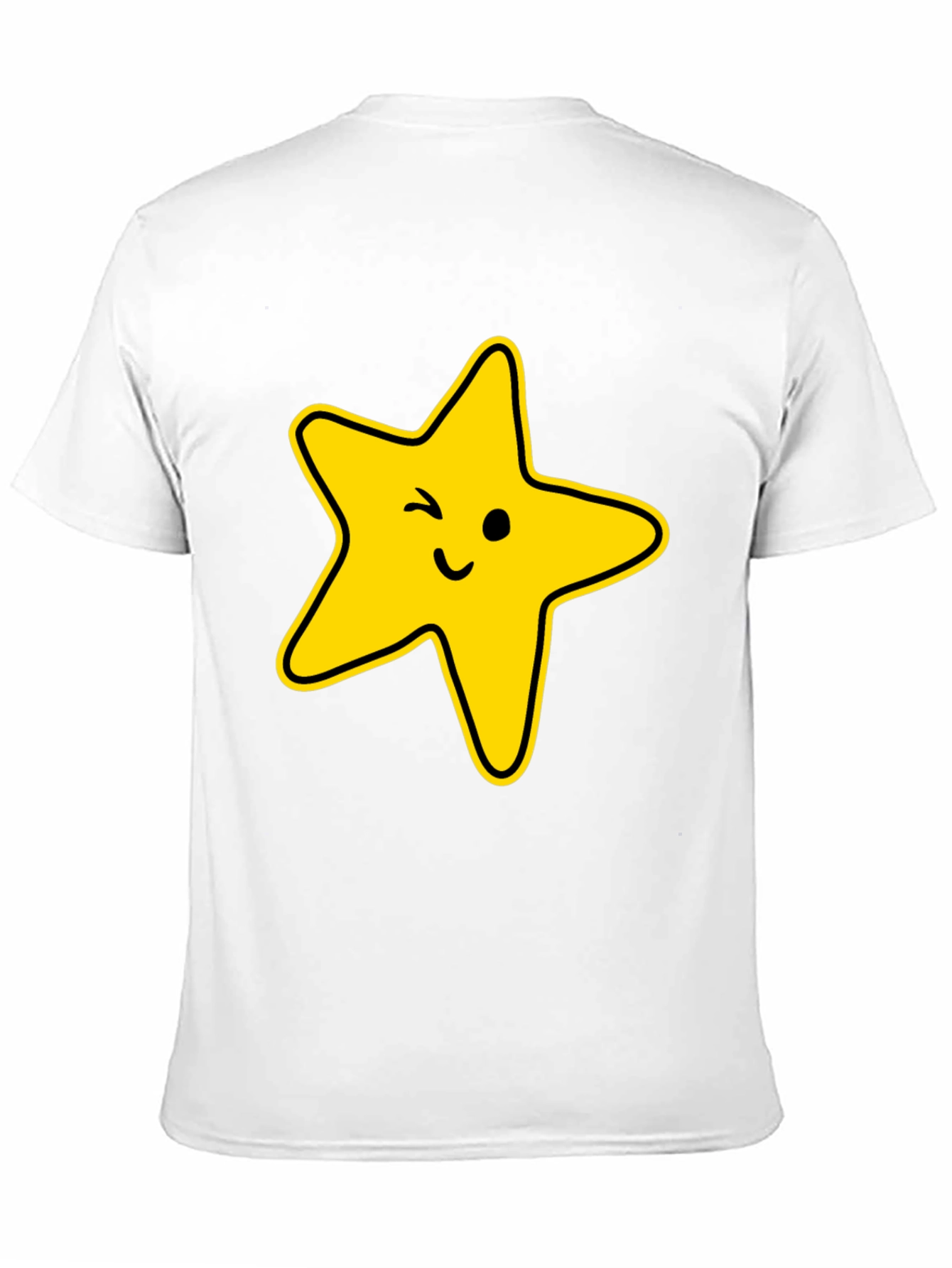 Winking Star Graphic Tee - Black Casual T-Shirt
