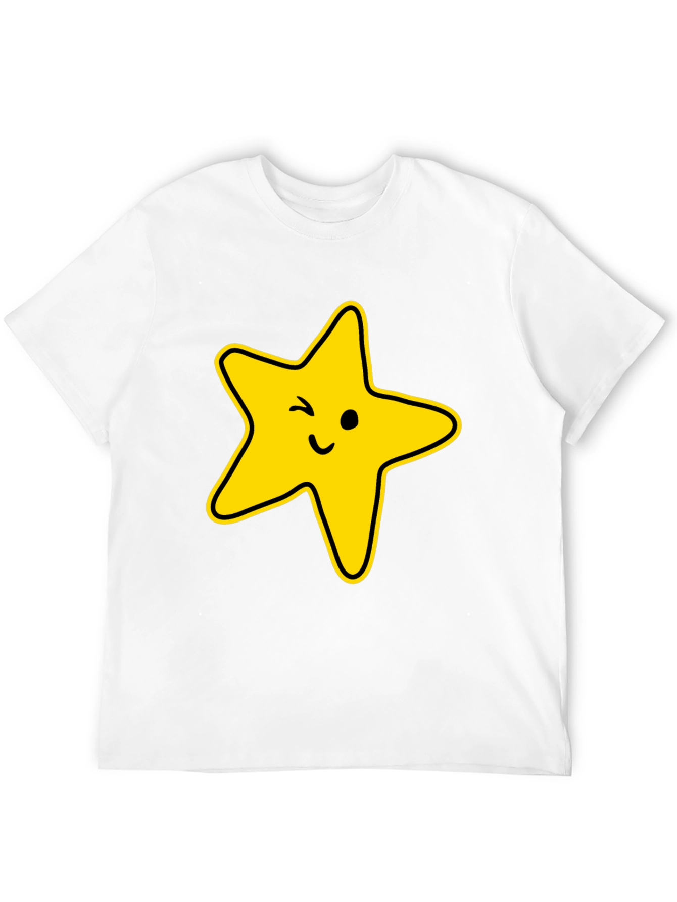 Winking Star Graphic Tee - Black Casual T-Shirt