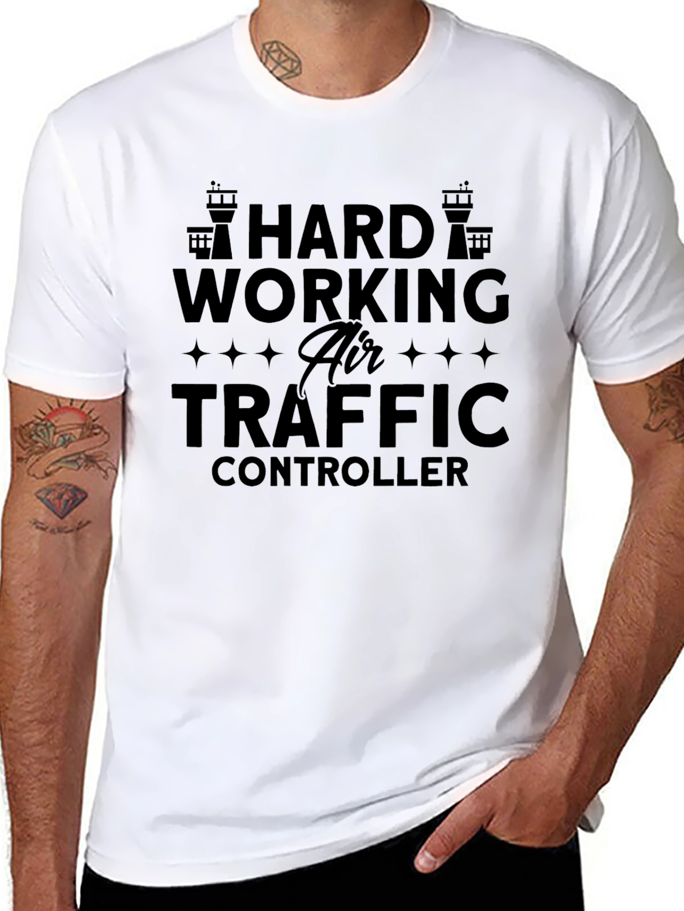Hard Working Air Traffic Controller Black T-Shirt