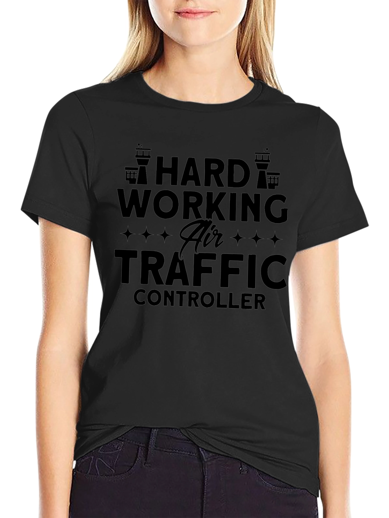 Hard Working Air Traffic Controller Black T-Shirt