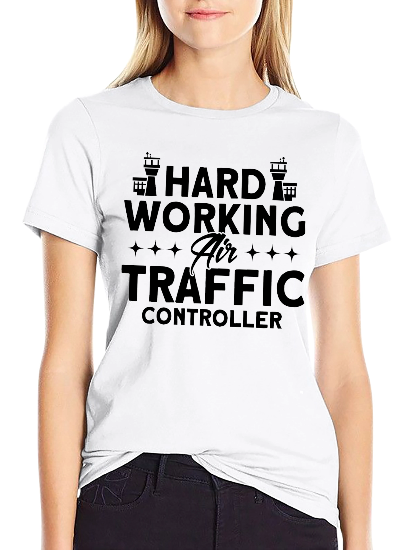 Hard Working Air Traffic Controller Black T-Shirt