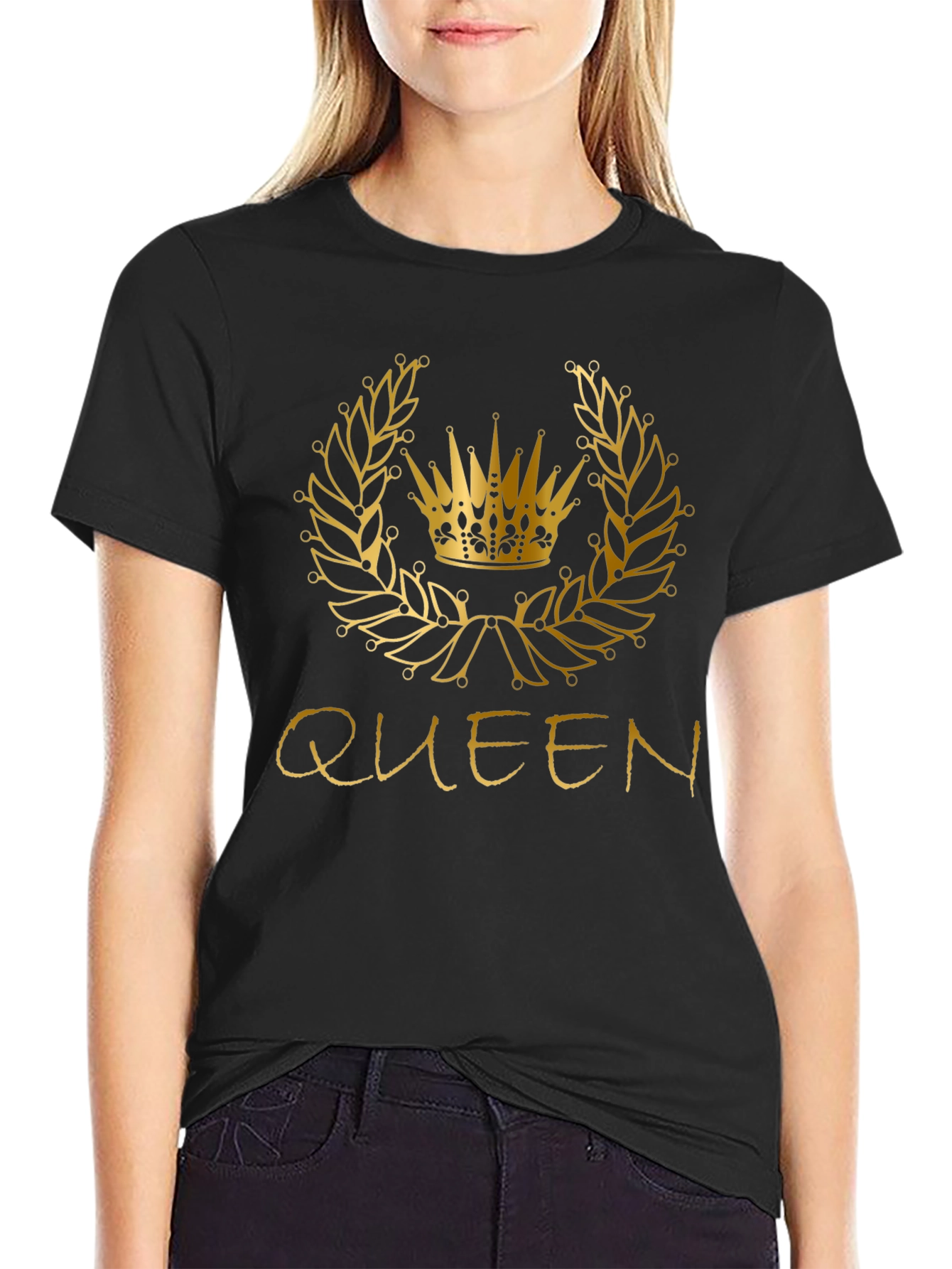 Queen Crown Graphic Tee - Black