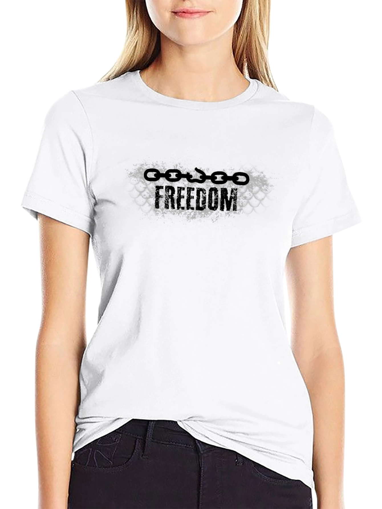 Freedom Chains Graphic Tee - Black Cotton Comfort