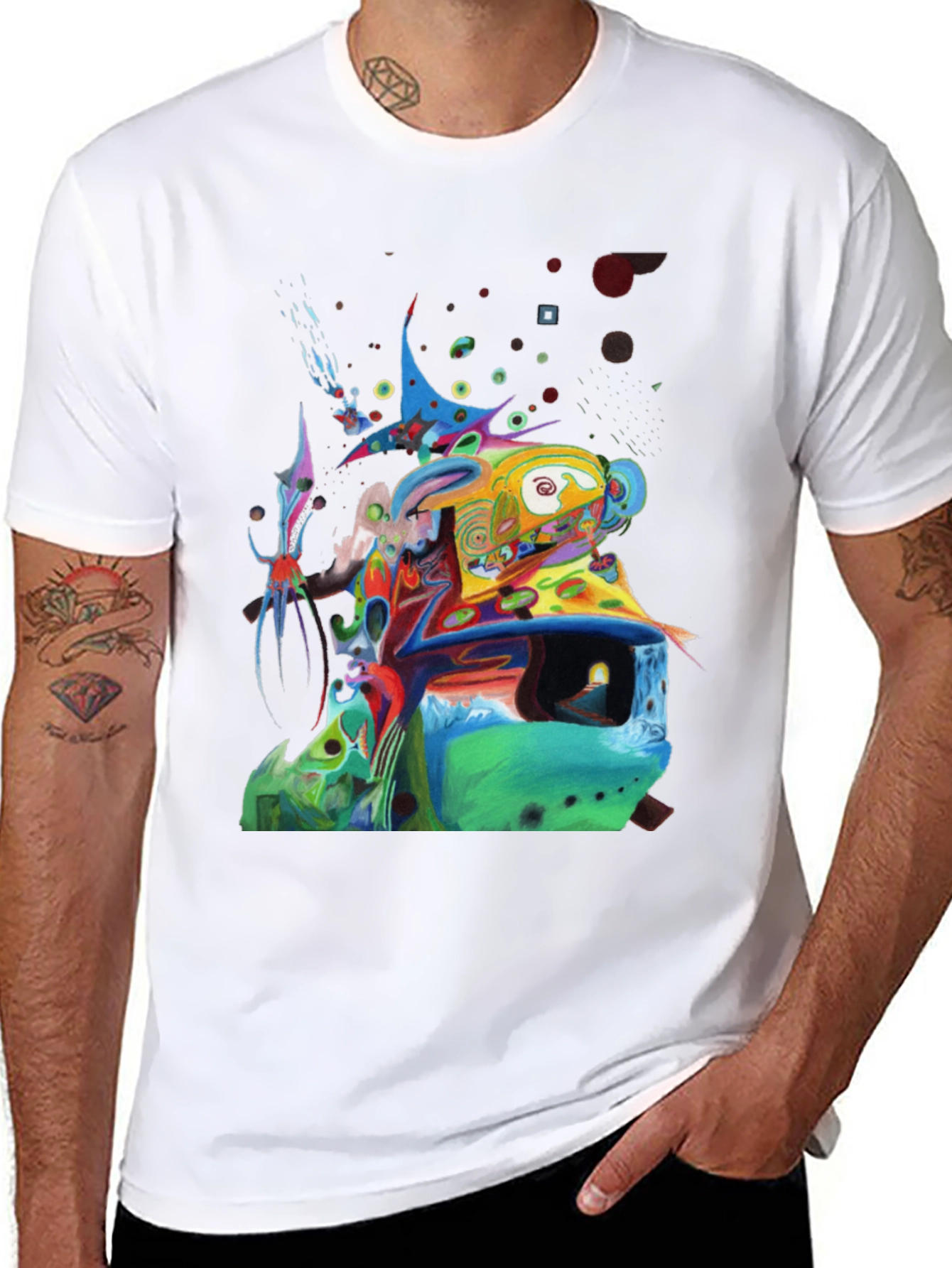 Abstract Art Print Black T-Shirt