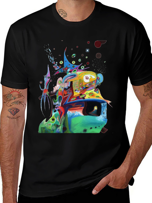 Abstract Art Print Black T-Shirt