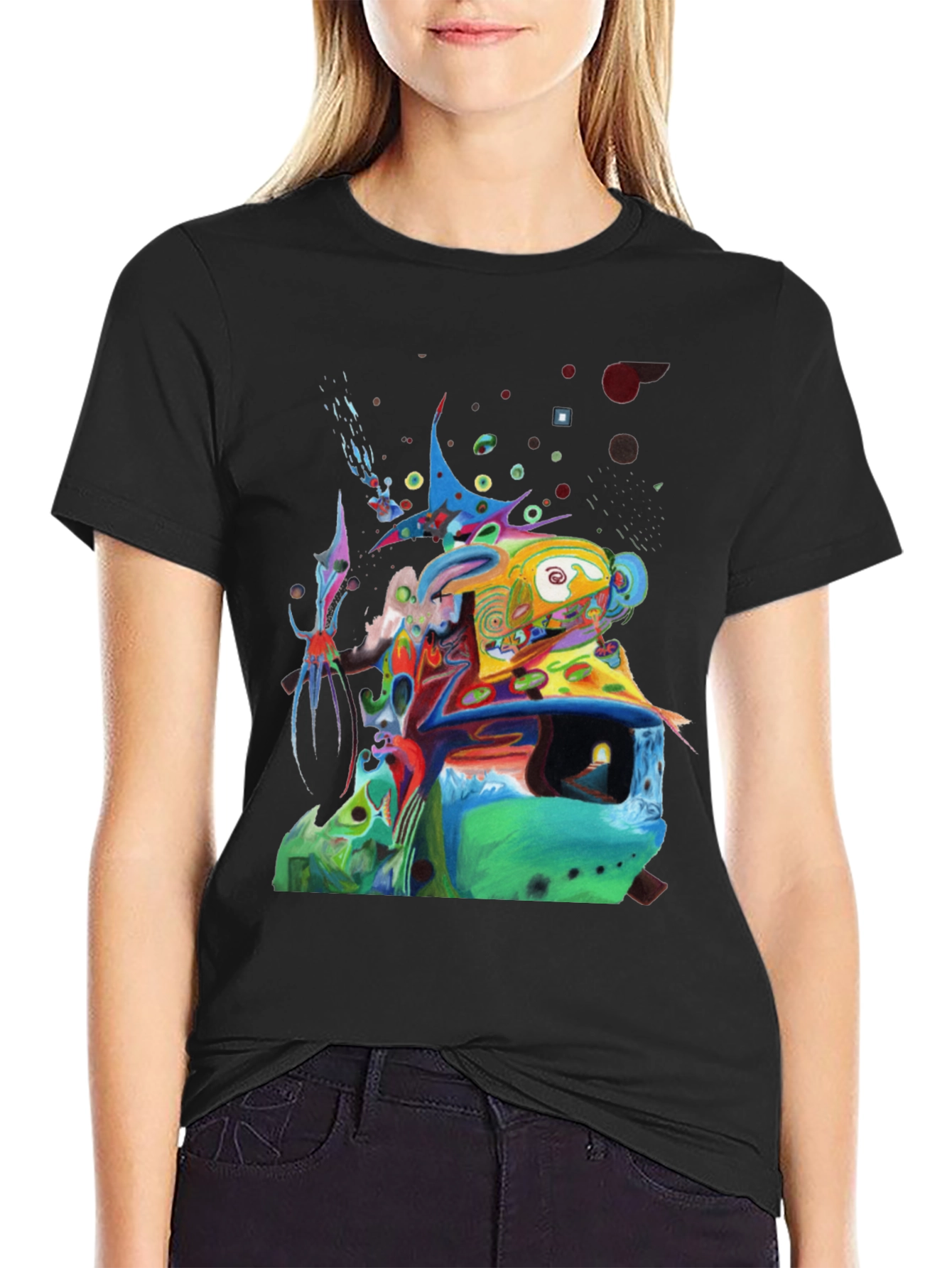Abstract Art Print Black T-Shirt