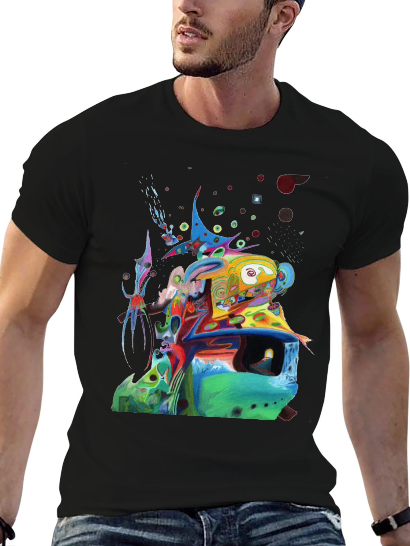 Abstract Art Print Black T-Shirt