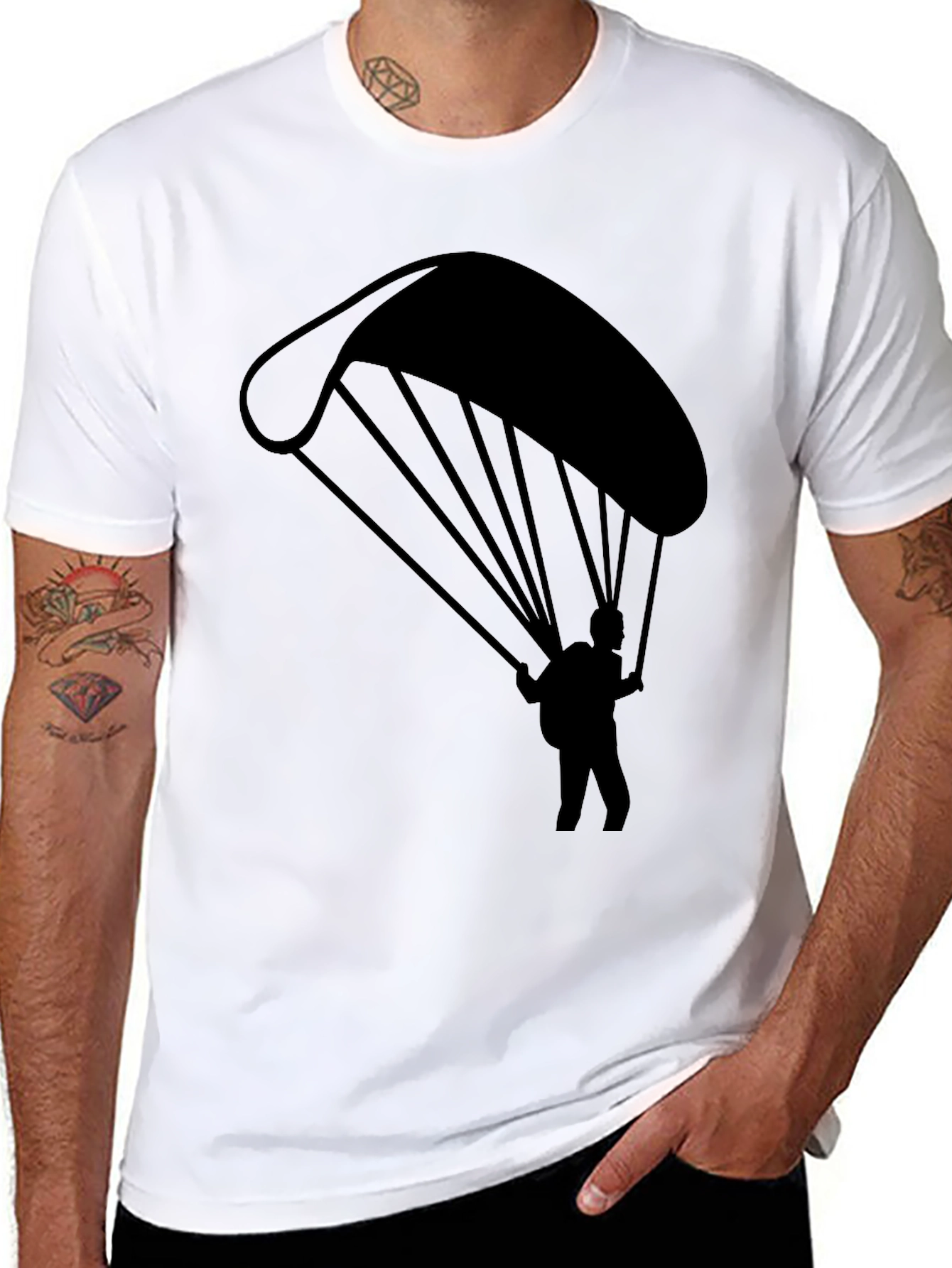 Paragliding Graphic Tee - Black Cotton T-Shirt