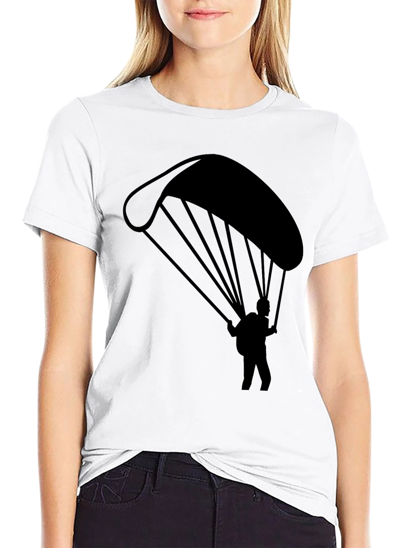 Paragliding Graphic Tee - Black Cotton T-Shirt