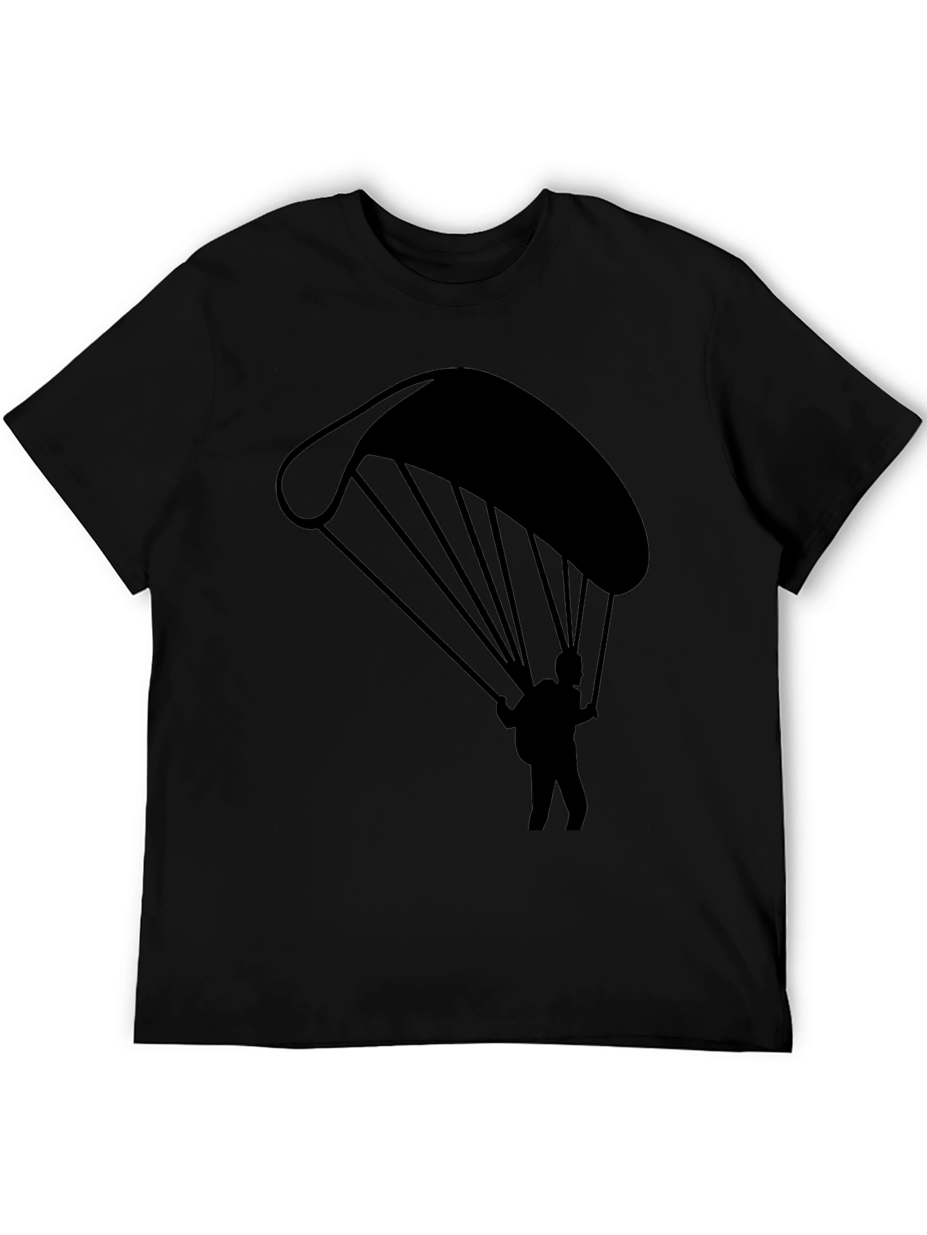 Paragliding Graphic Tee - Black Cotton T-Shirt