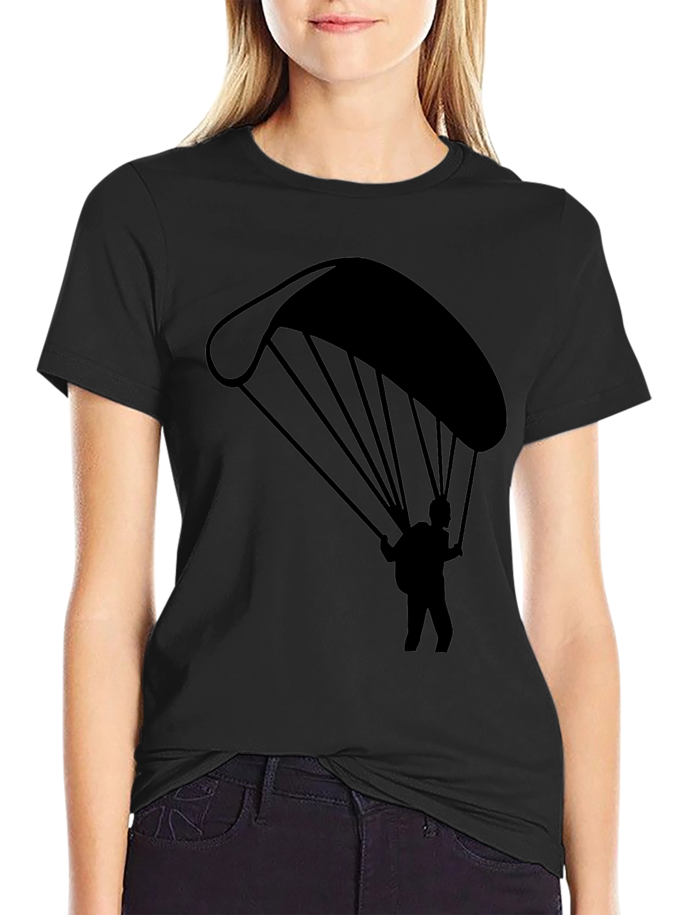 Paragliding Graphic Tee - Black Cotton T-Shirt
