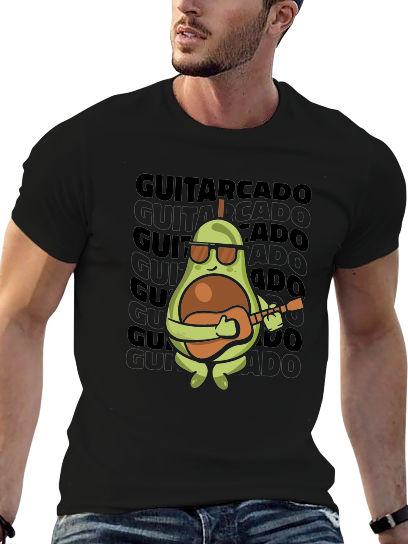 Guitarcado T-Shirt: Avocado Guitar Player Tee