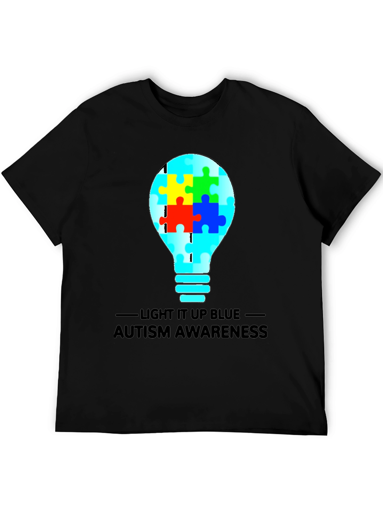 Autism Awareness Light Bulb Graphic Tee - Black
