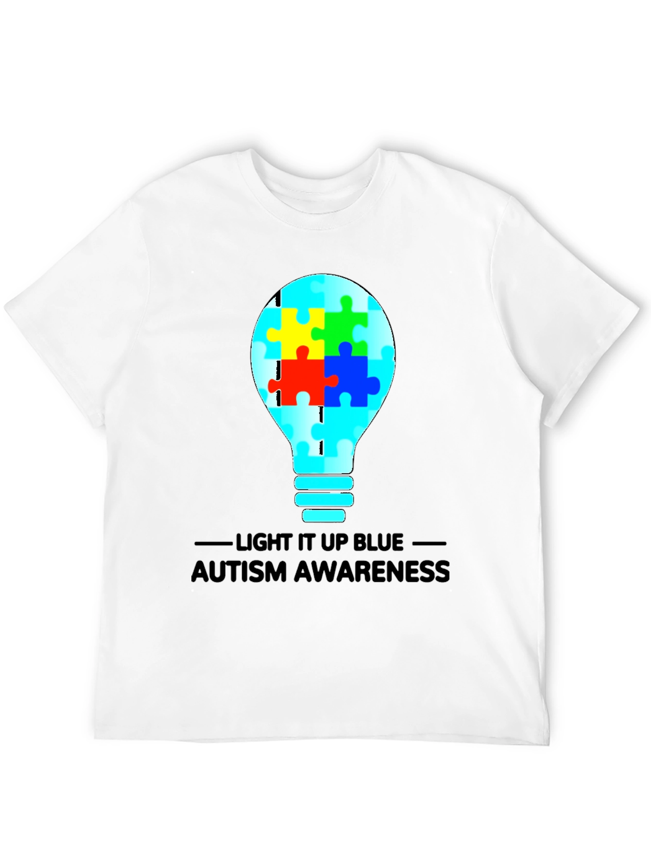 Autism Awareness Light Bulb Graphic Tee - Black