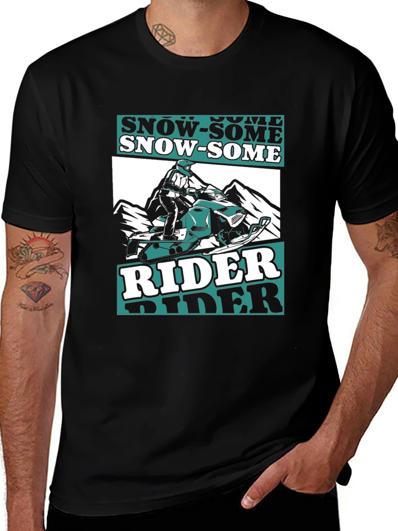 Snow-Some Rider T-Shirt - Black Graphic Tee