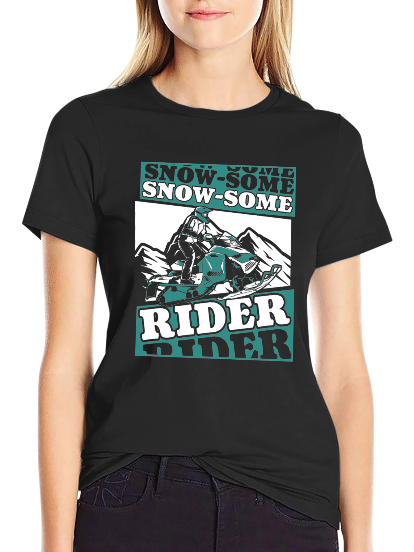 Snow-Some Rider T-Shirt - Black Graphic Tee