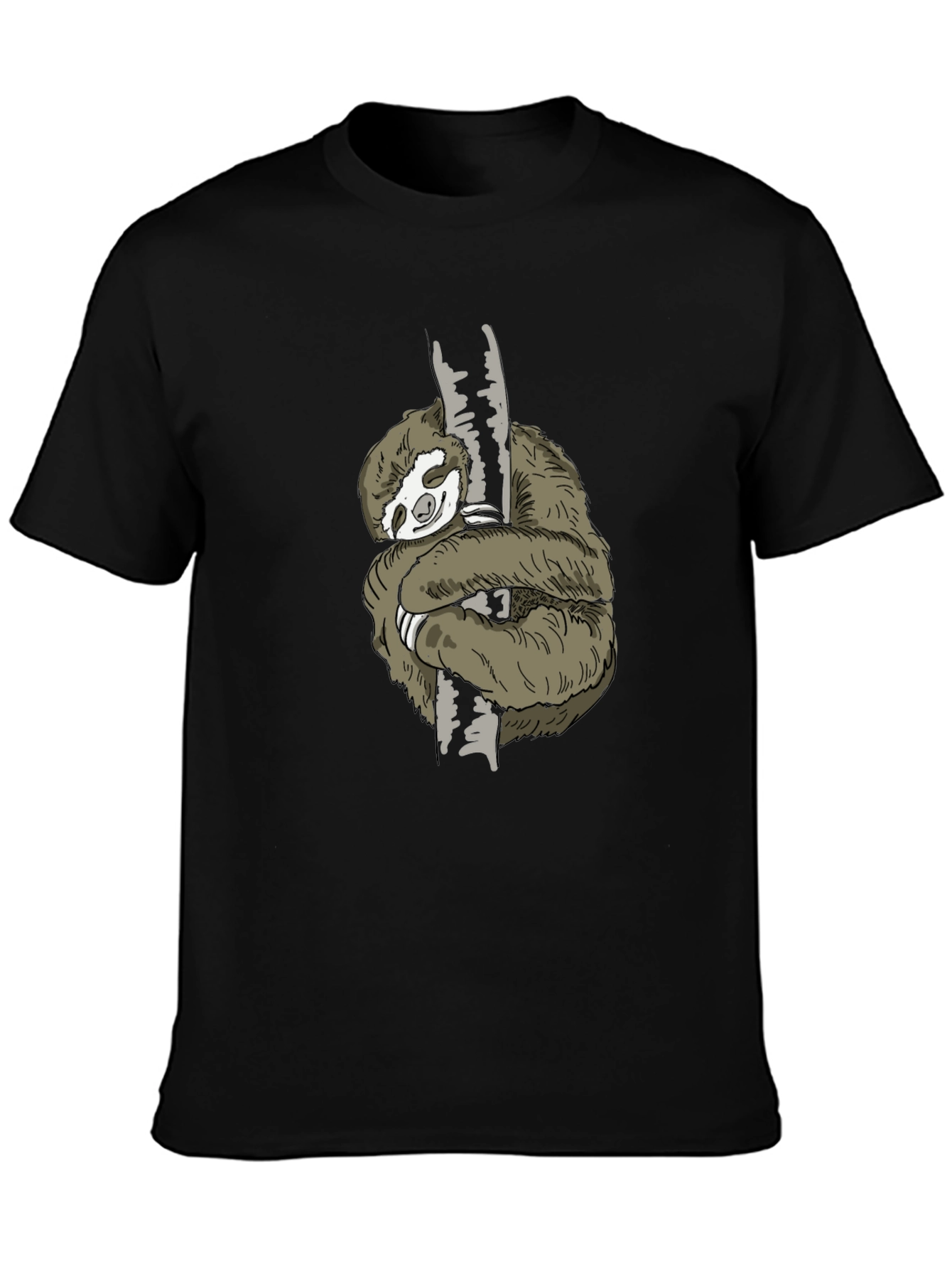 Sloth Hugging Tree T-Shirt - Black