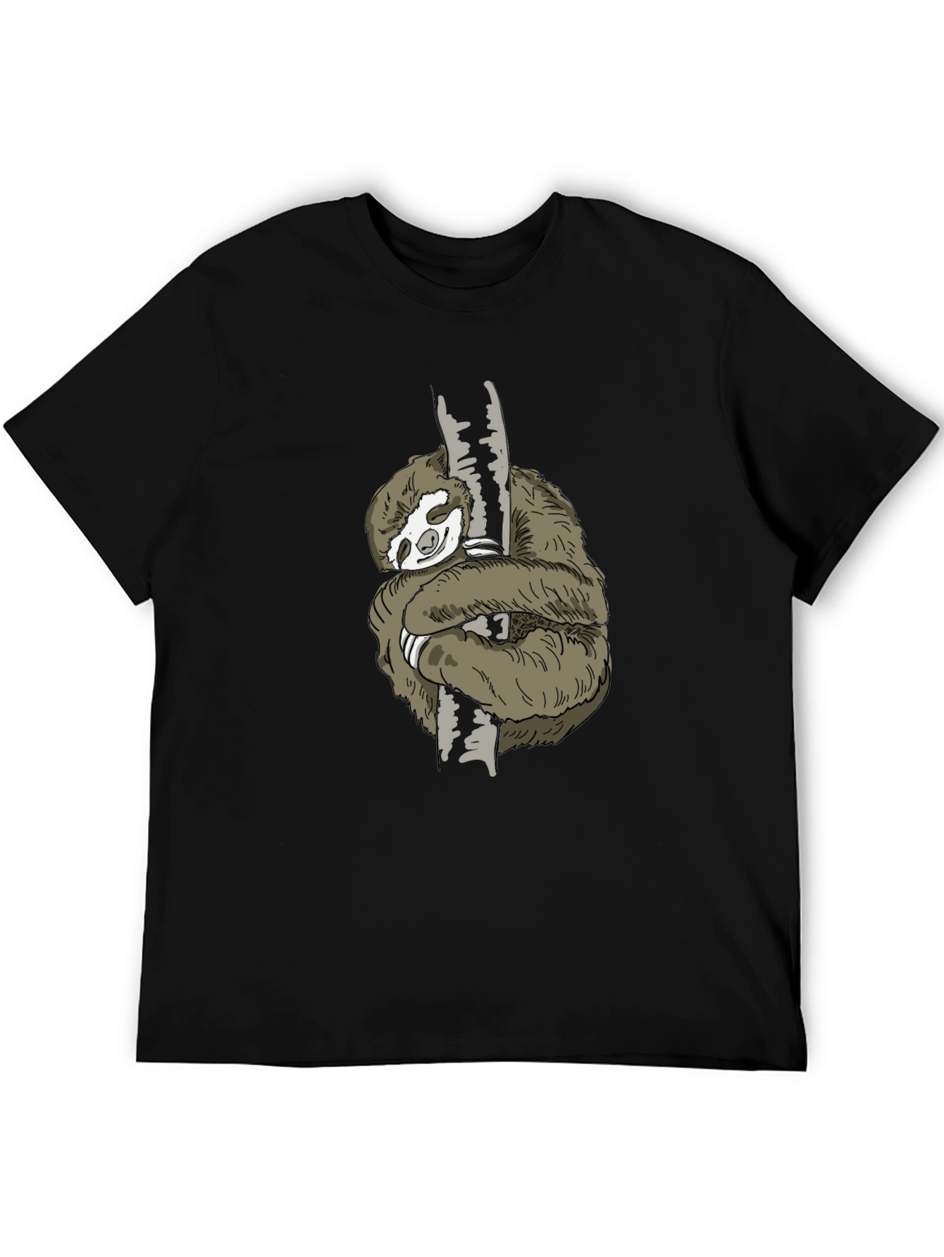 Sloth Hugging Tree T-Shirt - Black