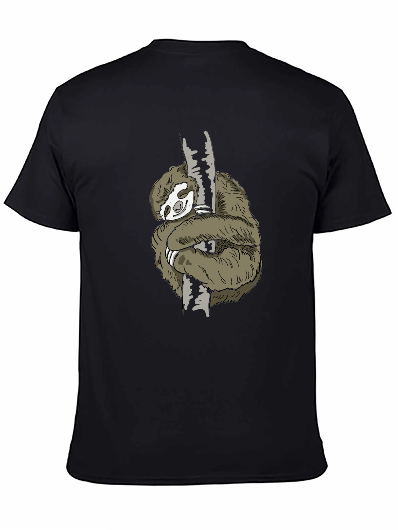 Sloth Hugging Tree T-Shirt - Black