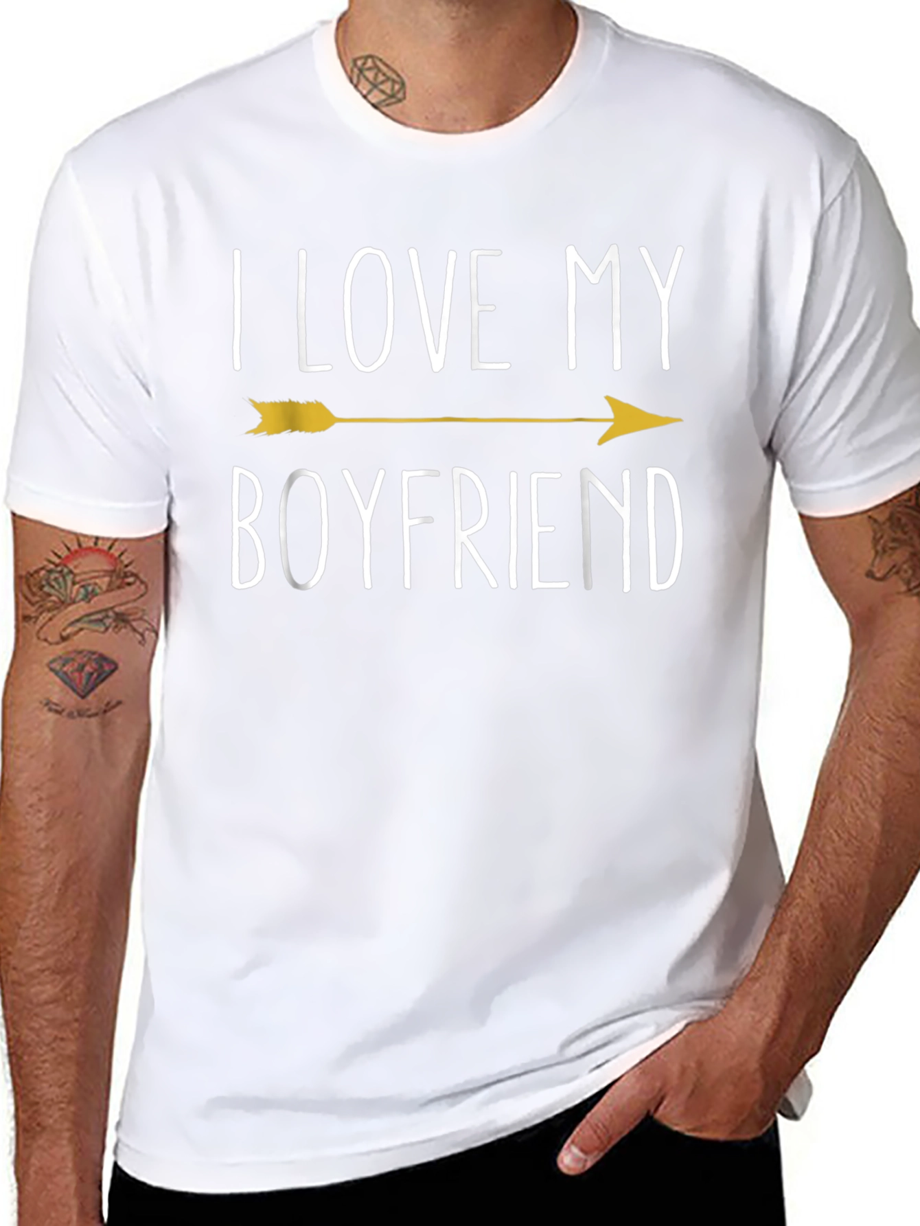 I Love My Boyfriend T-Shirt - Novelty Arrow Design
