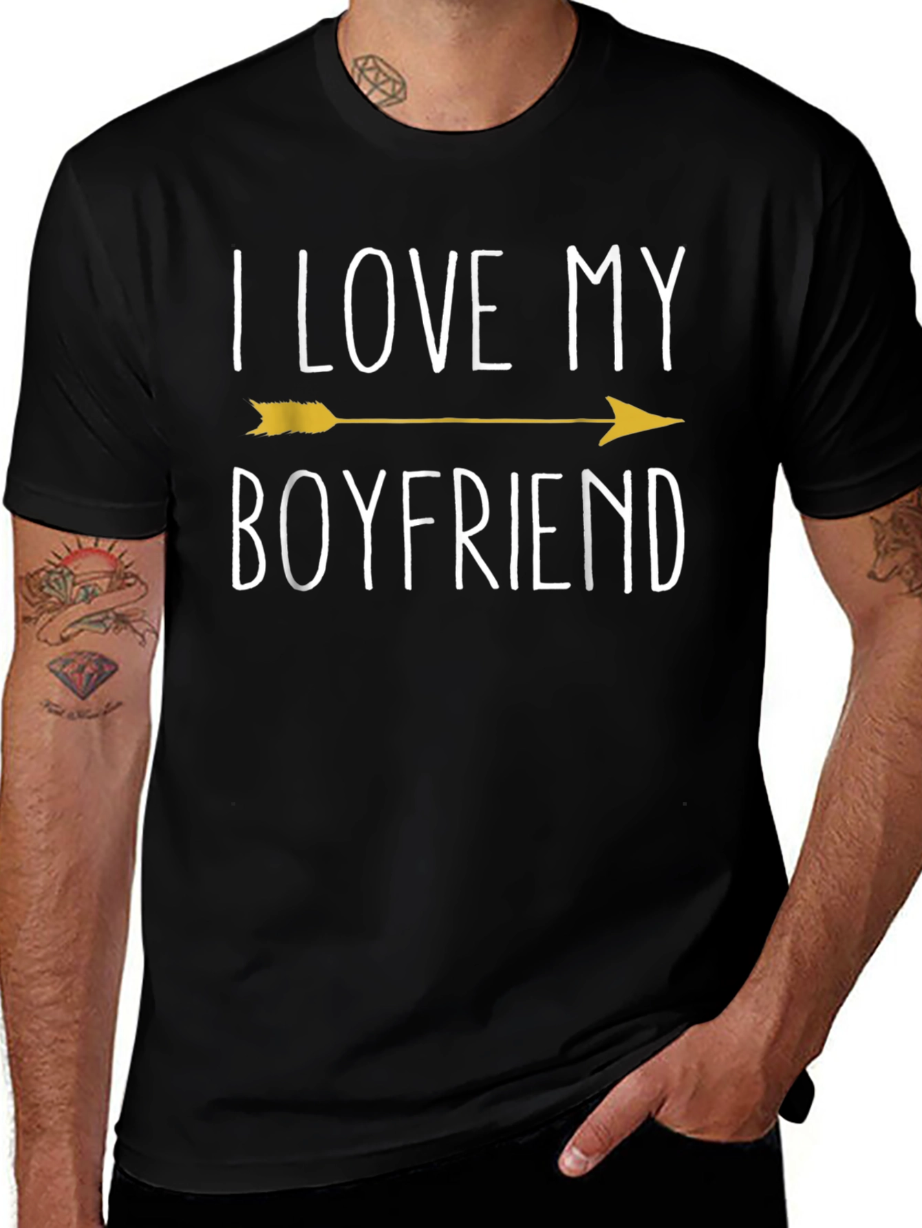 I Love My Boyfriend T-Shirt - Novelty Arrow Design
