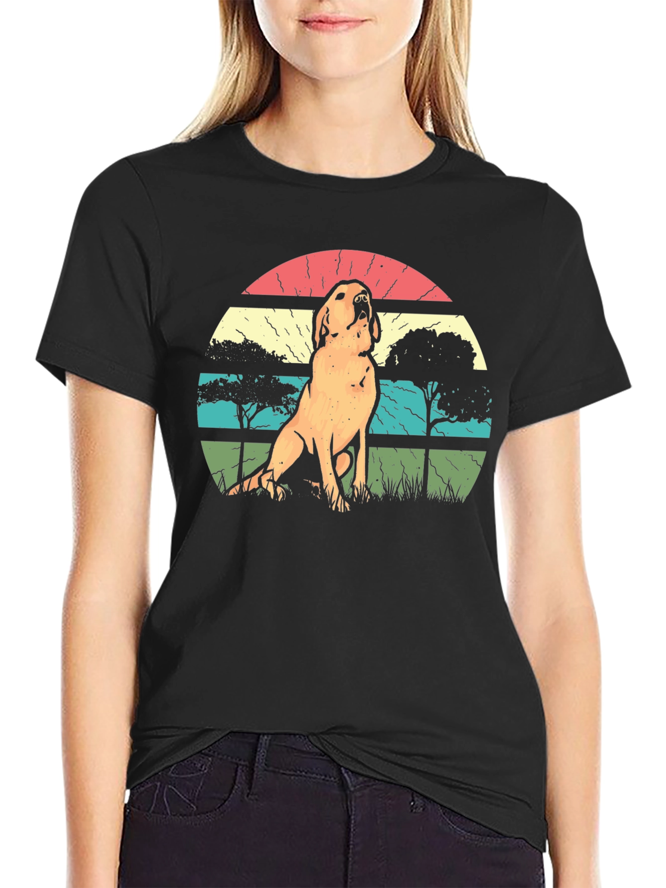 Retro Dog Silhouette Graphic T-Shirt