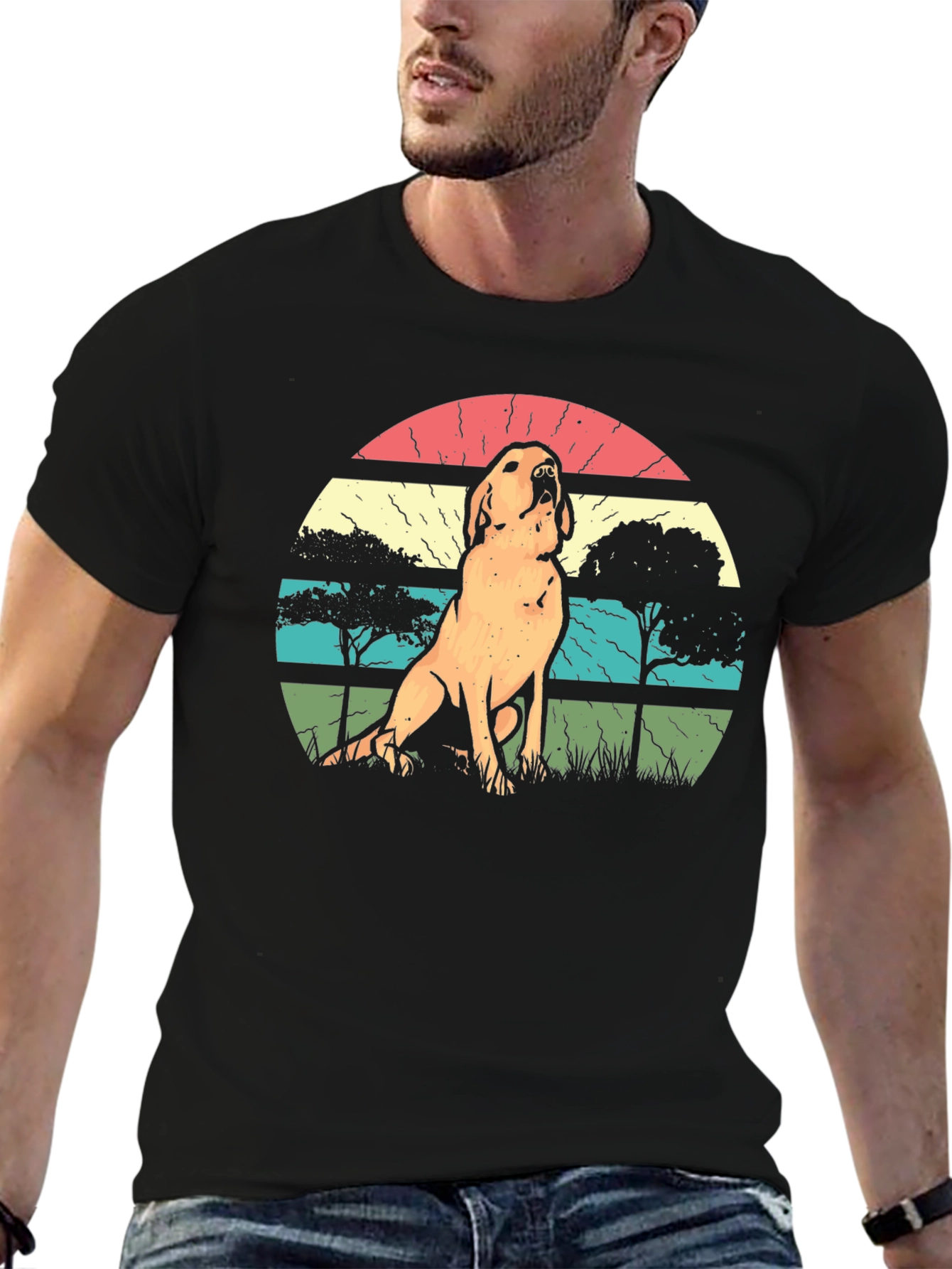 Retro Dog Silhouette Graphic T-Shirt