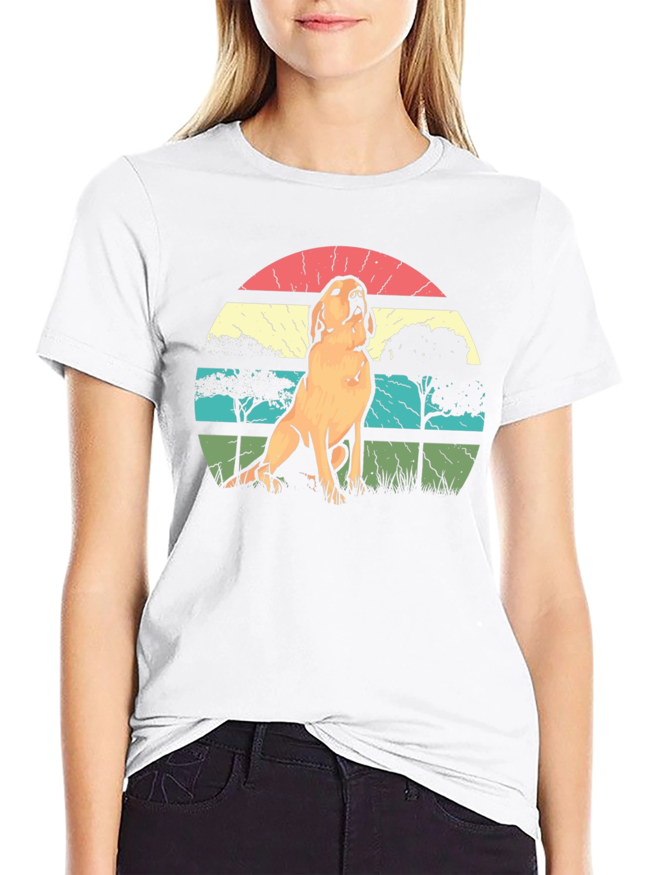 Retro Dog Silhouette Graphic T-Shirt