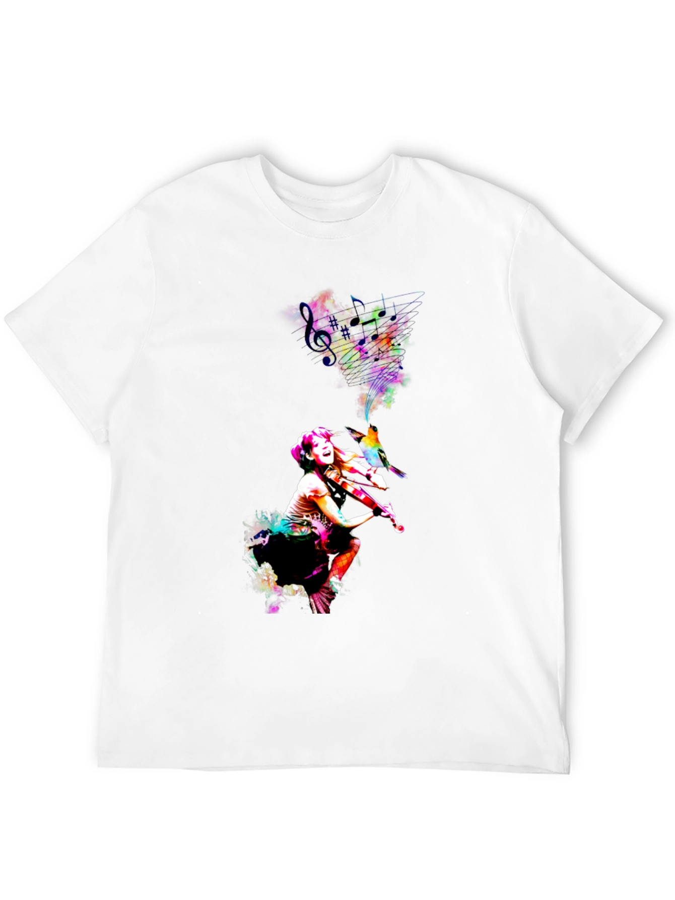 Vibrant Violinist Graphic Tee - Unisex Black T-Shirt