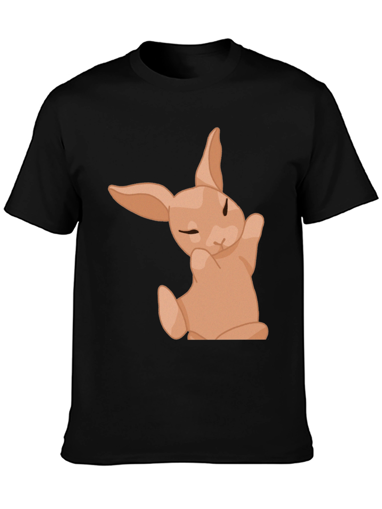 Cute Bunny Graphic Tee - Black Cotton Shirt