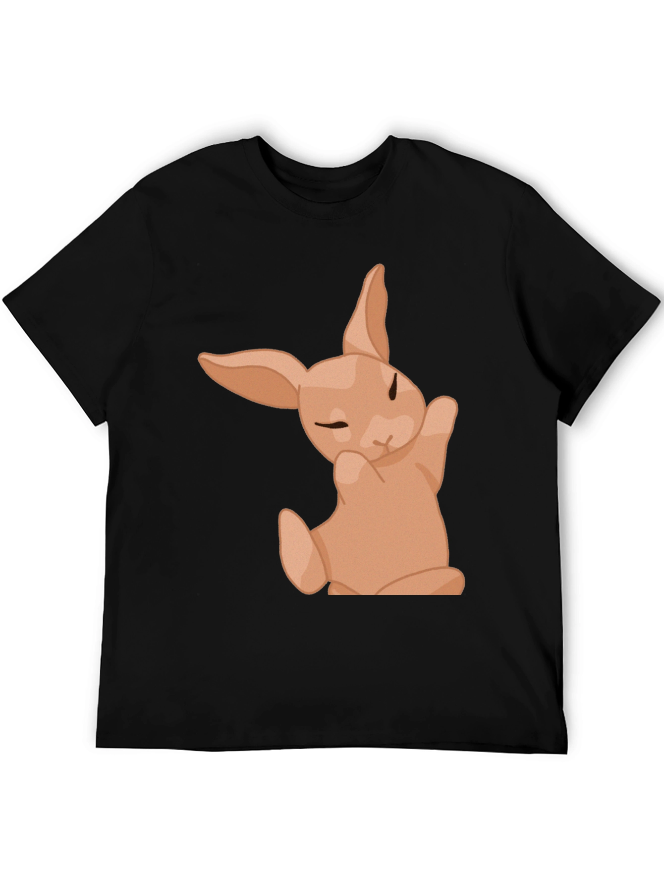 Cute Bunny Graphic Tee - Black Cotton Shirt
