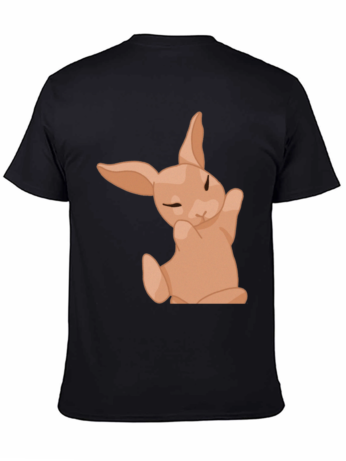 Cute Bunny Graphic Tee - Black Cotton Shirt