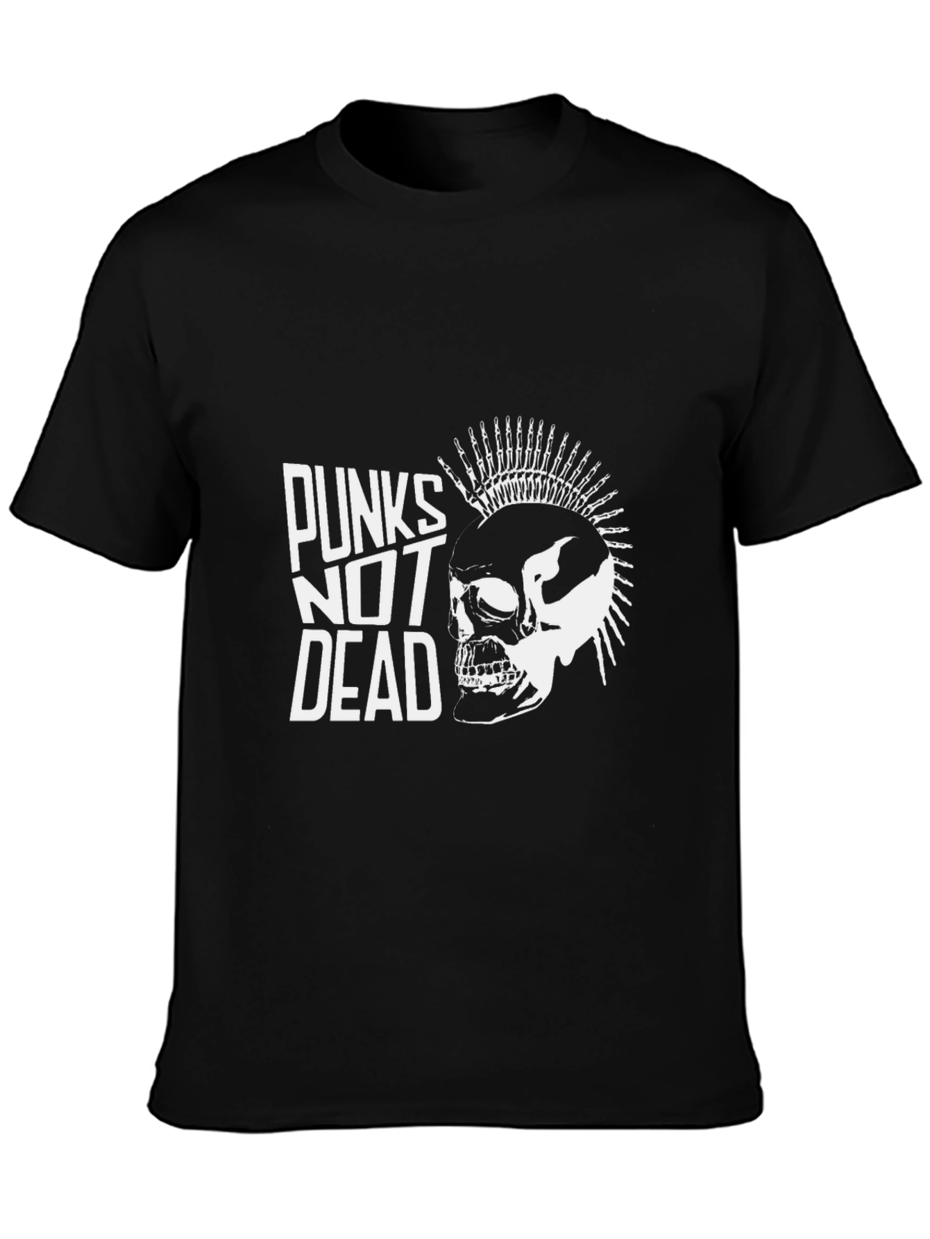 Punks Not Dead Graphic Tee - Skull Mohawk