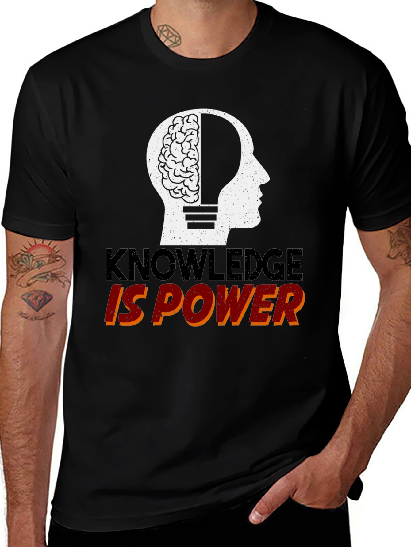 Knowledge is Power Graphic Tee - Black Cotton T-Shirt