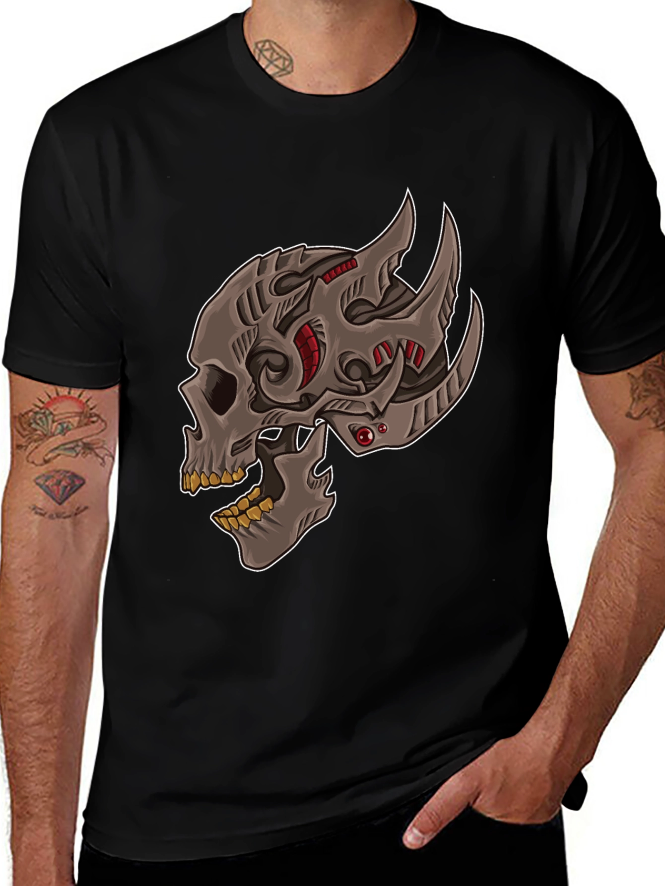 Cyber Skull Graphic T-Shirt
