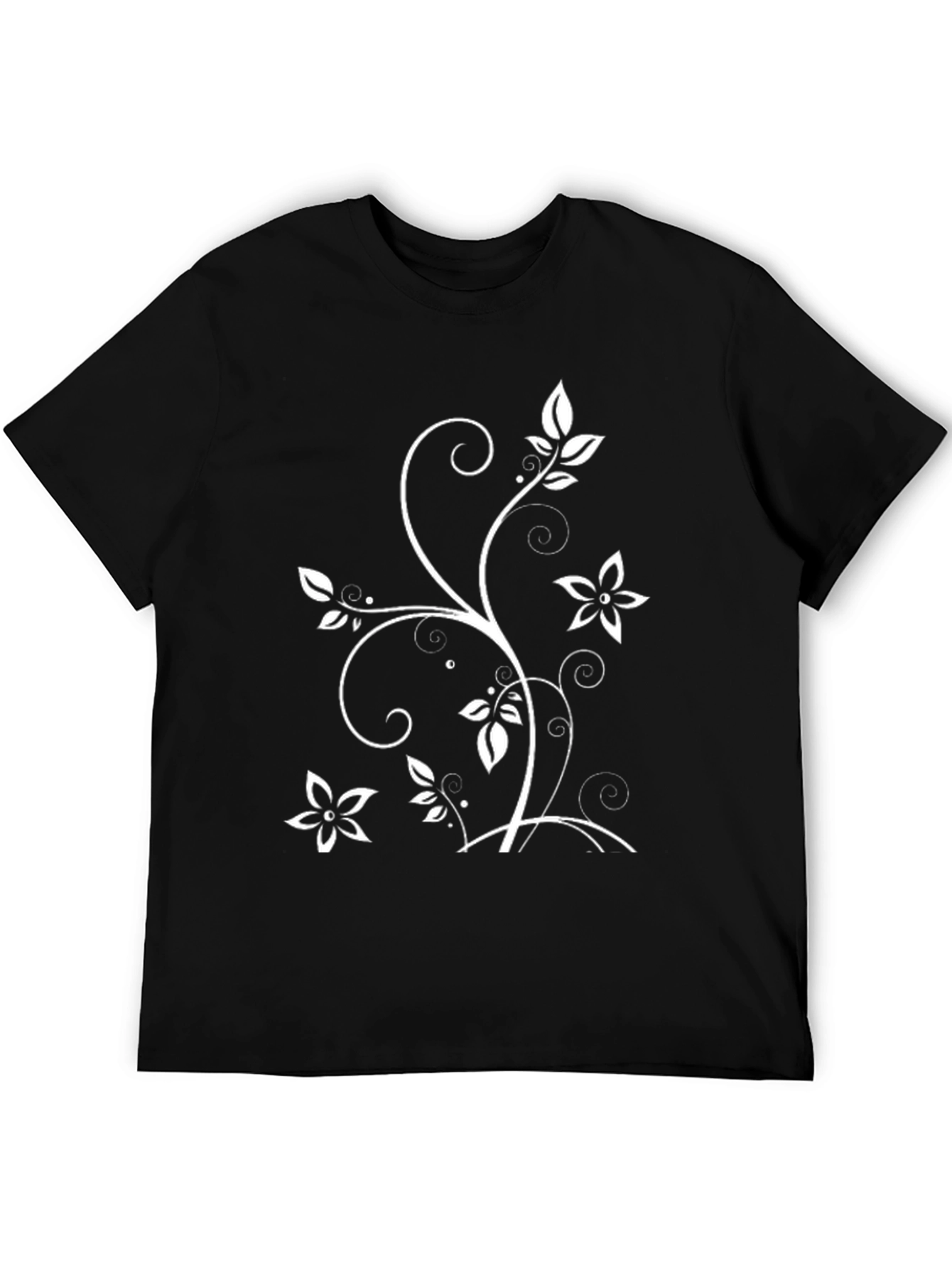 Floral Vine Graphic Black T-Shirt