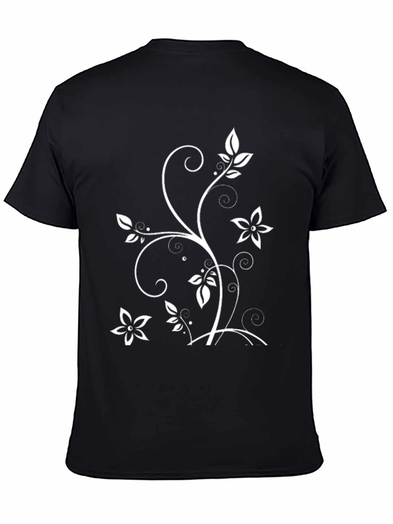 Floral Vine Graphic Black T-Shirt