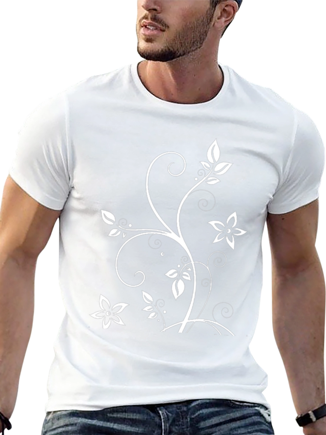 Floral Vine Graphic Black T-Shirt