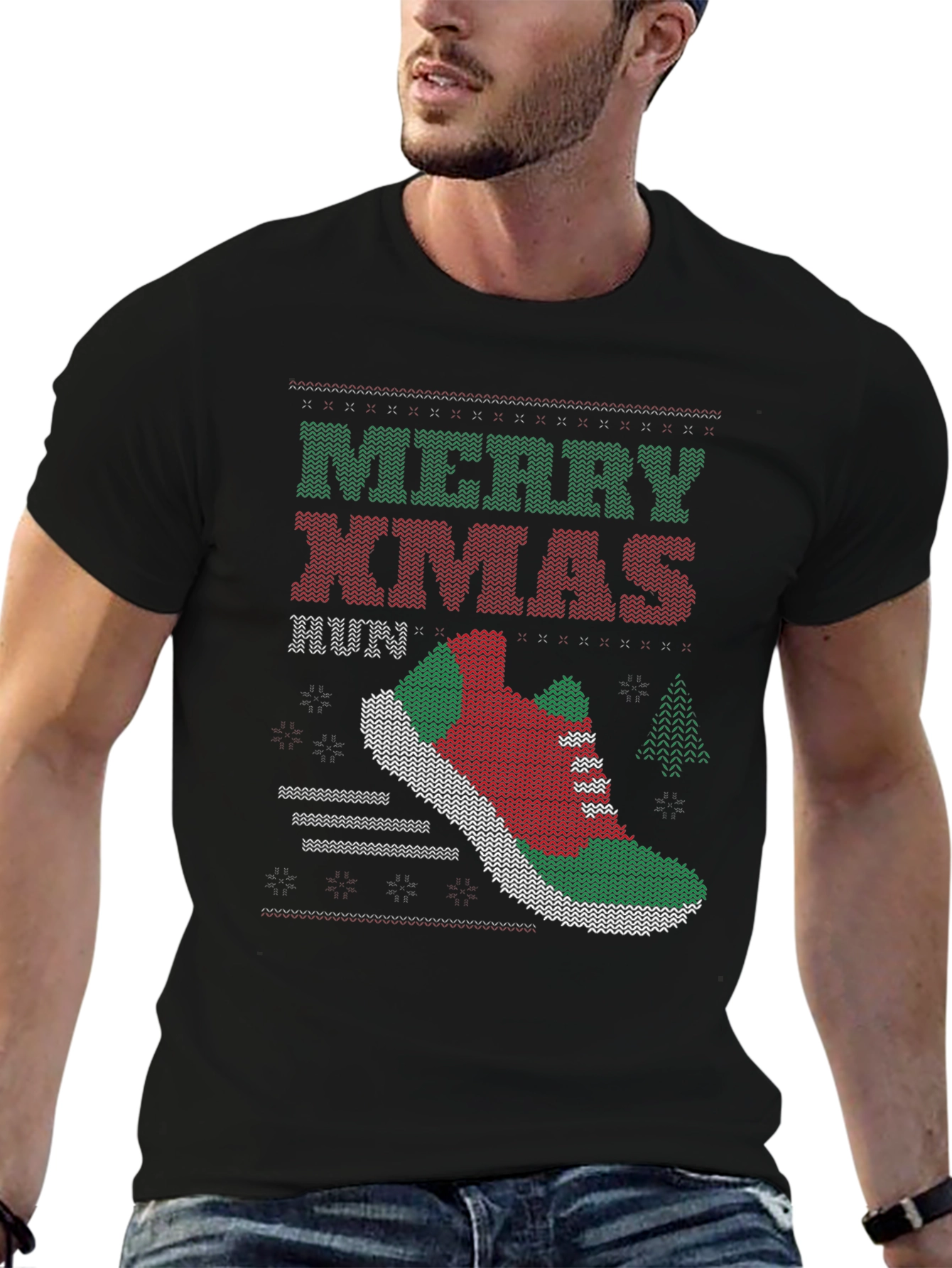 Merry Xmas Run Ugly Christmas Sweater Running T-Shirt